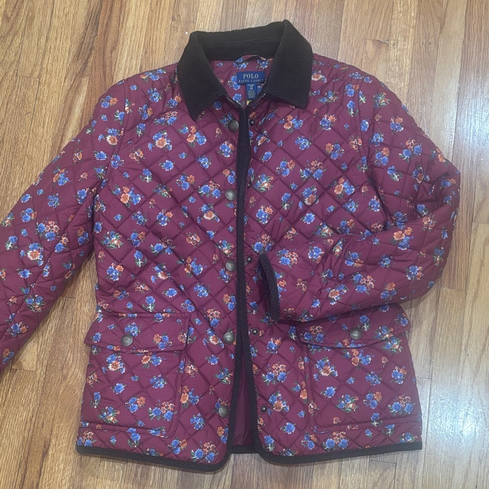 Polo by Ralph Lauren Burgundy Floral Puffer Jacket